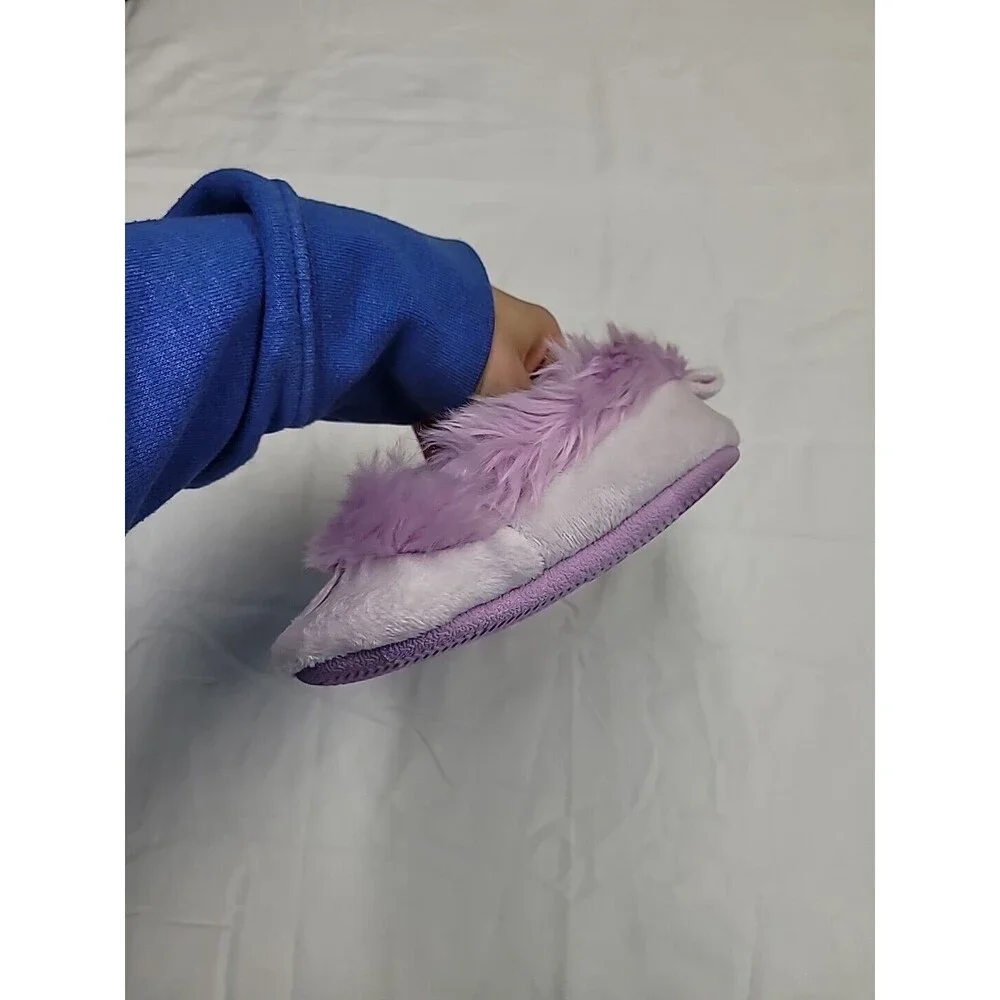 Disney Princess Toddler Girl Snow White Mulan Cozy Faux Fur Slippers 7/8‎ Purple